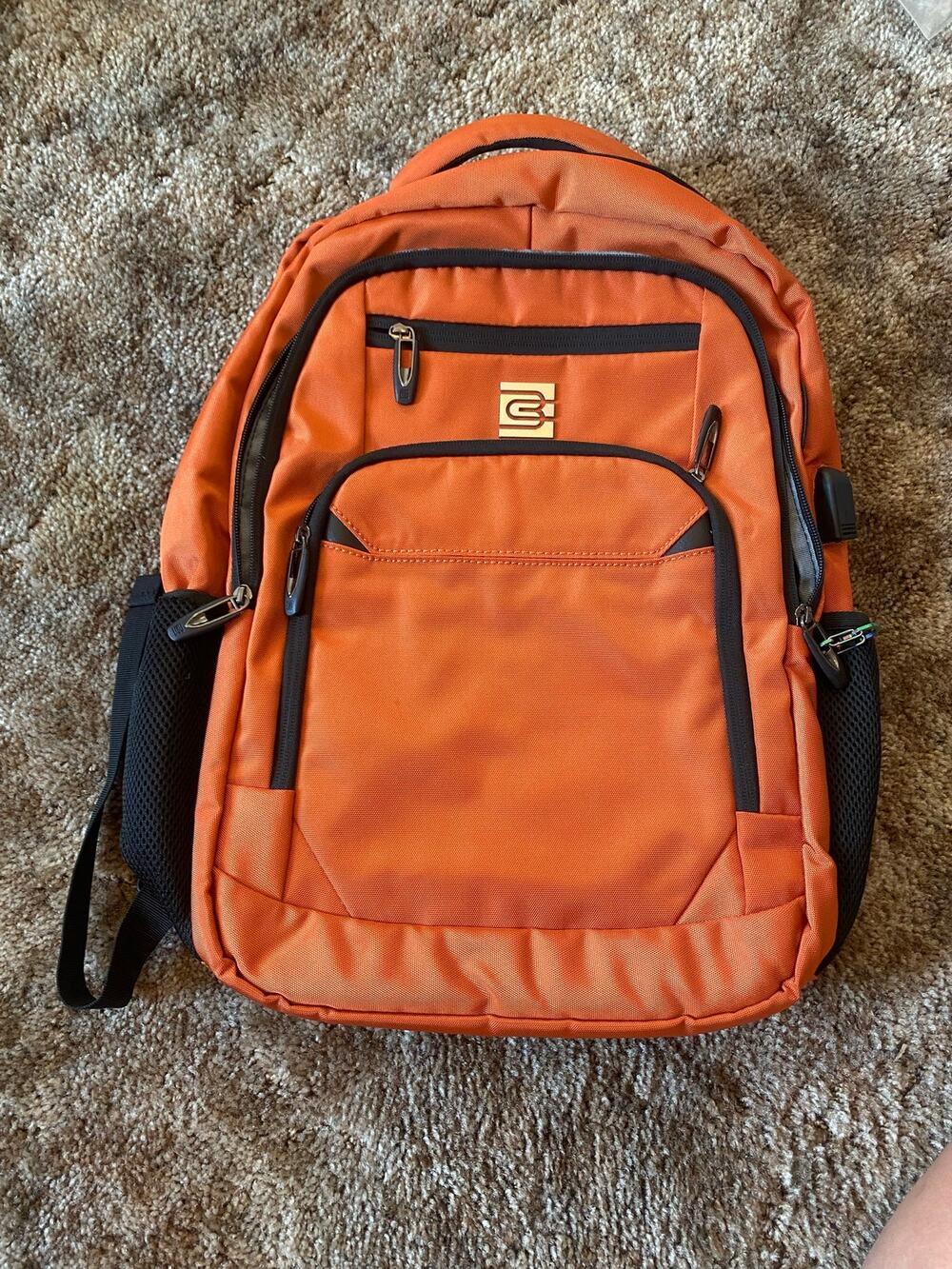 Bruno Cavalli Orange Utility Gorpcore Backpack with Multiple Pockets School Bag
